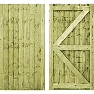 3' wide x 6' high framed Woodford Closeboard Gate - Pressure Treated Green - Front and back