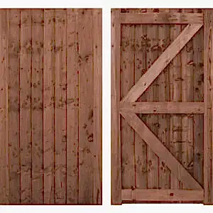 6' high Framed Woodford Closeboard Gate - Pressure treated Brown - Front and back