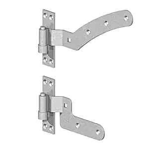 12'' Left Hand Curved Rail Hinge Set (per pair) - Galvanised silver
