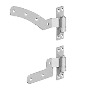 12'' Right Hand Curved Rail Hinge Set (per pair) - Galvanised silver