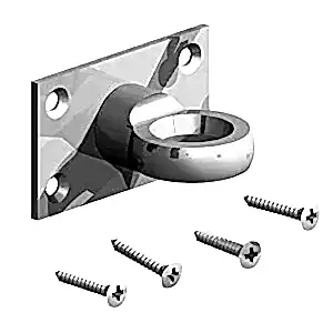 Decorative eye on plate for rope handrail.