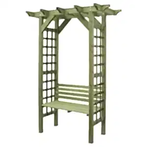 Woodford Arbour - Wooden garden bench with climbing arch